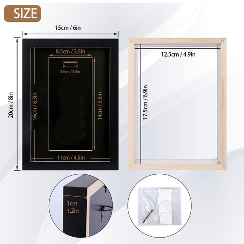 Solid Wood Medal Display Case, Frame for Sports and Military Medals, Badge Storage (Black, 6x8inch)
