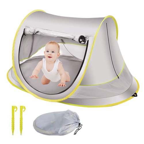 SelWatty Baby Beach Tent Pop Up, Waterproof UPF 50+ Beach Shelter Foldable Beach Accessories Breathable Portable Baby Garden Shade Outdoor Sunshade