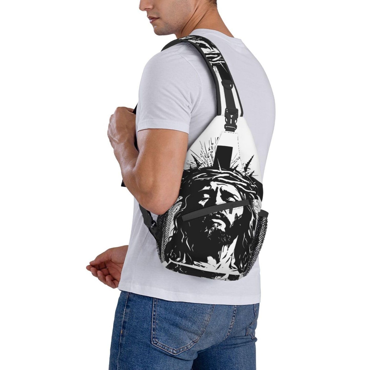 Jesus Christ Sling Backpack Chest Bag Crossbody Shoulder Bag Gym Cycling Travel Hiking Daypack For Men Women