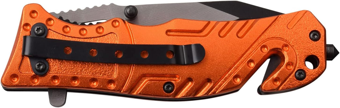 MTECH USA TAC Force TF-835 Series Spring Assist Folding Knife, Two-Tone Half-Serrated Blade, 4.5-Inch Closed