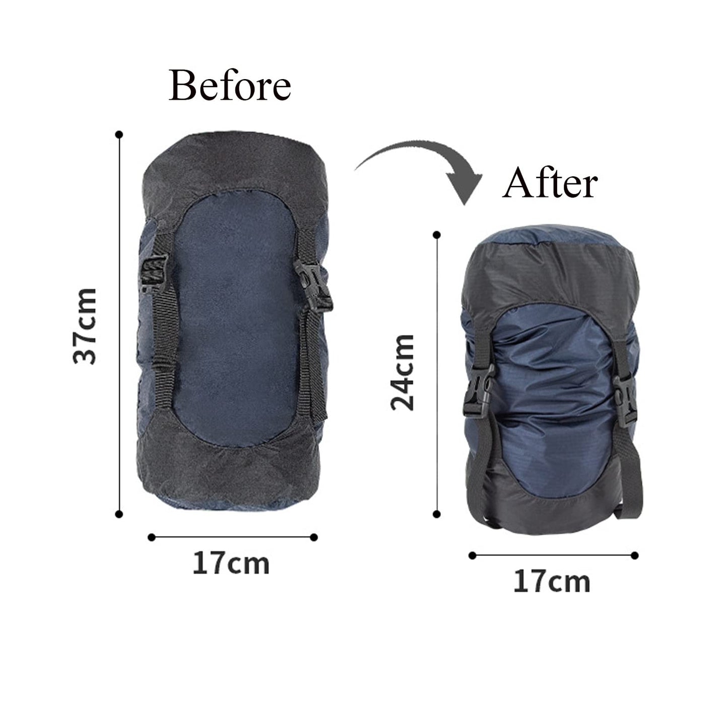 2pcs Compression Stuff Sack, 8L/18L/25L/35L Lightweight Sleeping Bags Storage Compression Sack for Camping, Hiking, Backpacking Trip (Dark blue,35L)