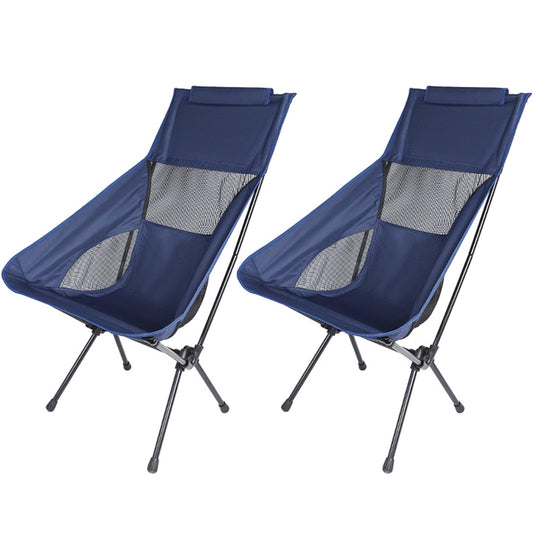 2 Pack Portable Camping Chair Backpacking Chair - Ultralight Folding Chair - Compact, Lightweight Foldable Chairs for Hiking Mountaineering, Beach-Navy Blue