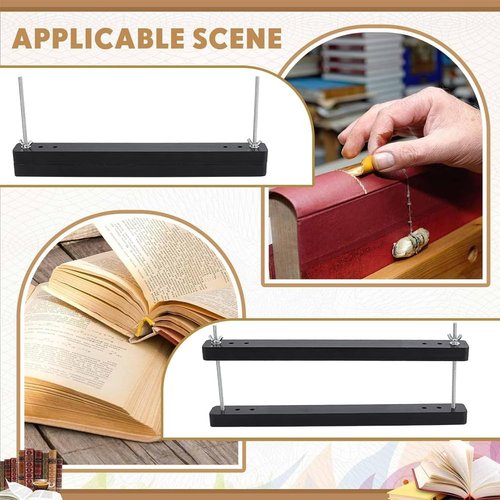 BENECREAT Wood Book Binding Press, 15 * 1.5inch Black Rectangle Bookbinding Press for Handmade Bookbinding, Manual Paper Press