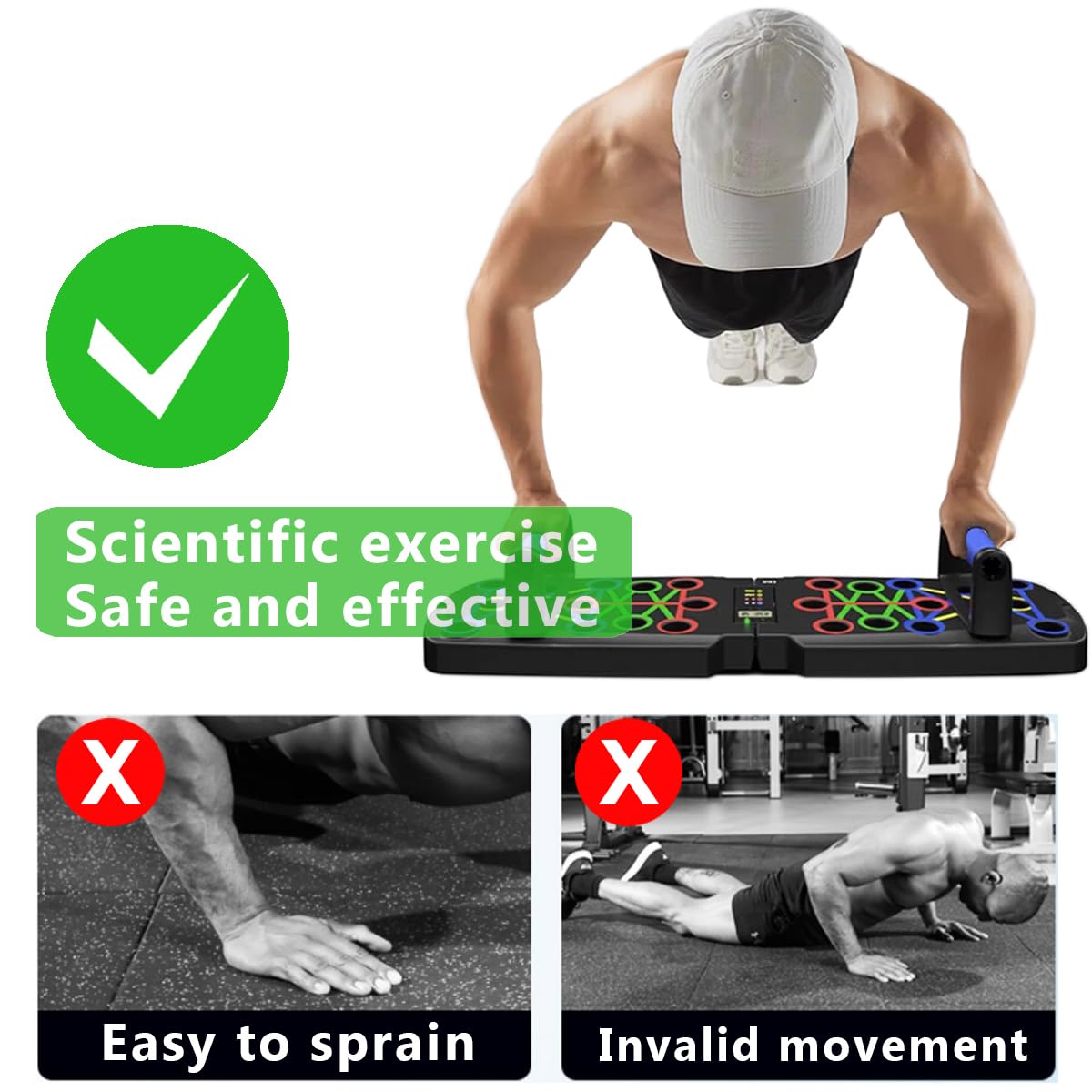 FumyFumy Push Up Board for Men, Push Up Bar at Home Workout Equipment, Pushup Handles Home Gym Exercise Fitness Equipment Portable Foldable with Counter and Wrist guards