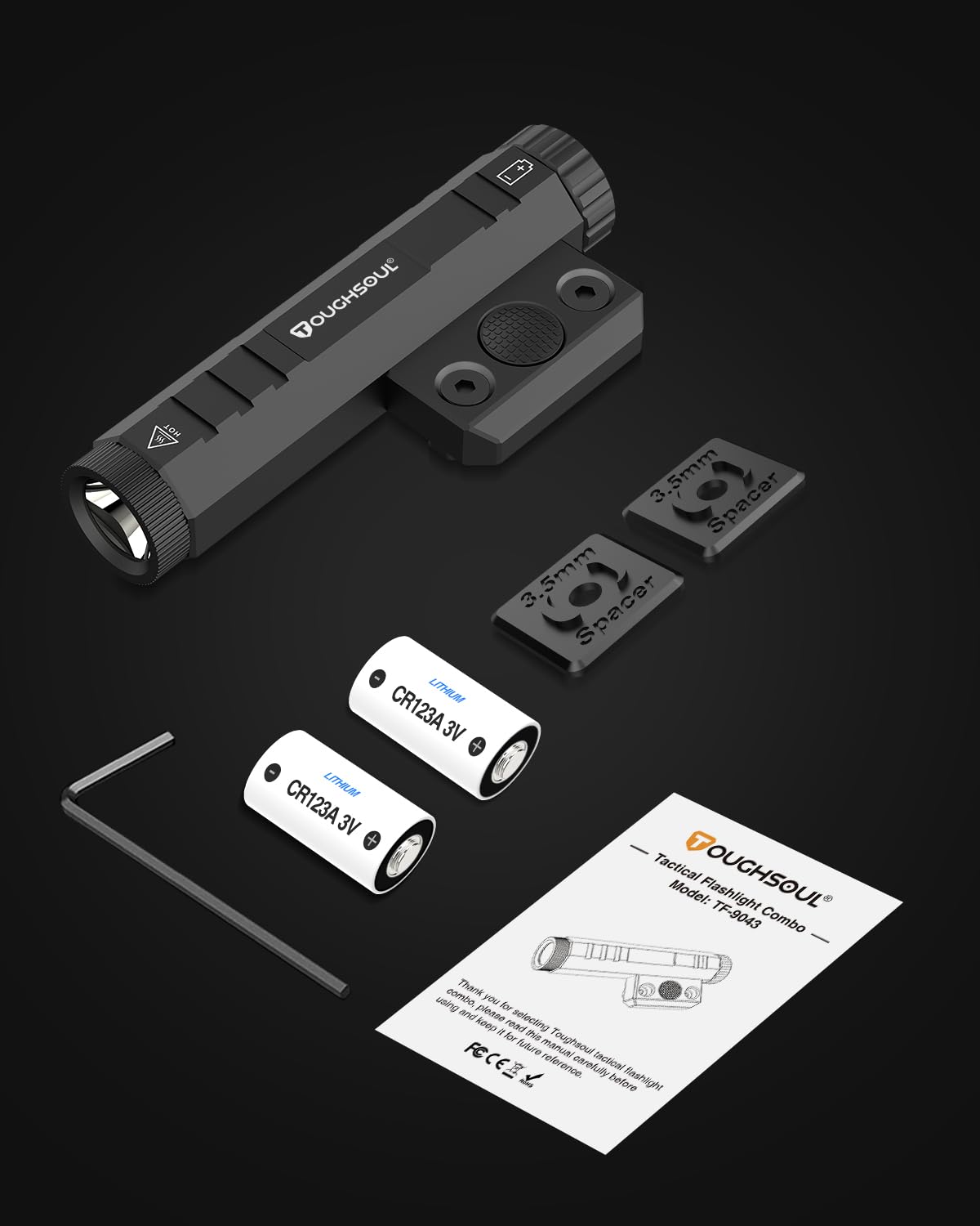 TOUGHSOUL Mlok Flashlight 1450 Lumen with Momentary Strobe Function Light Replaceable Batteries Included