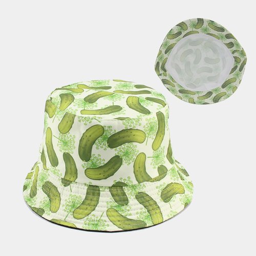 Quanhaigou Unisex Sun Hats, Fashion Beach Bucket Hat for Men Women,Summer Outdoor Boy's Girls Boonie Cap Breathable Packable (Cucumber)