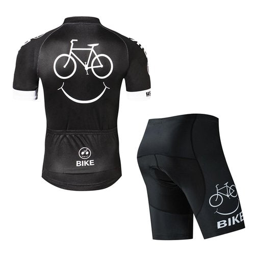 Cycling Jersey Shorts Set Men Bike Top Suit Cycle Shirt Pockets Bicycle Clothing Riding MTB Mountain Road Cyclist Biking Outfit Uniform Bicycing Clothes Black M