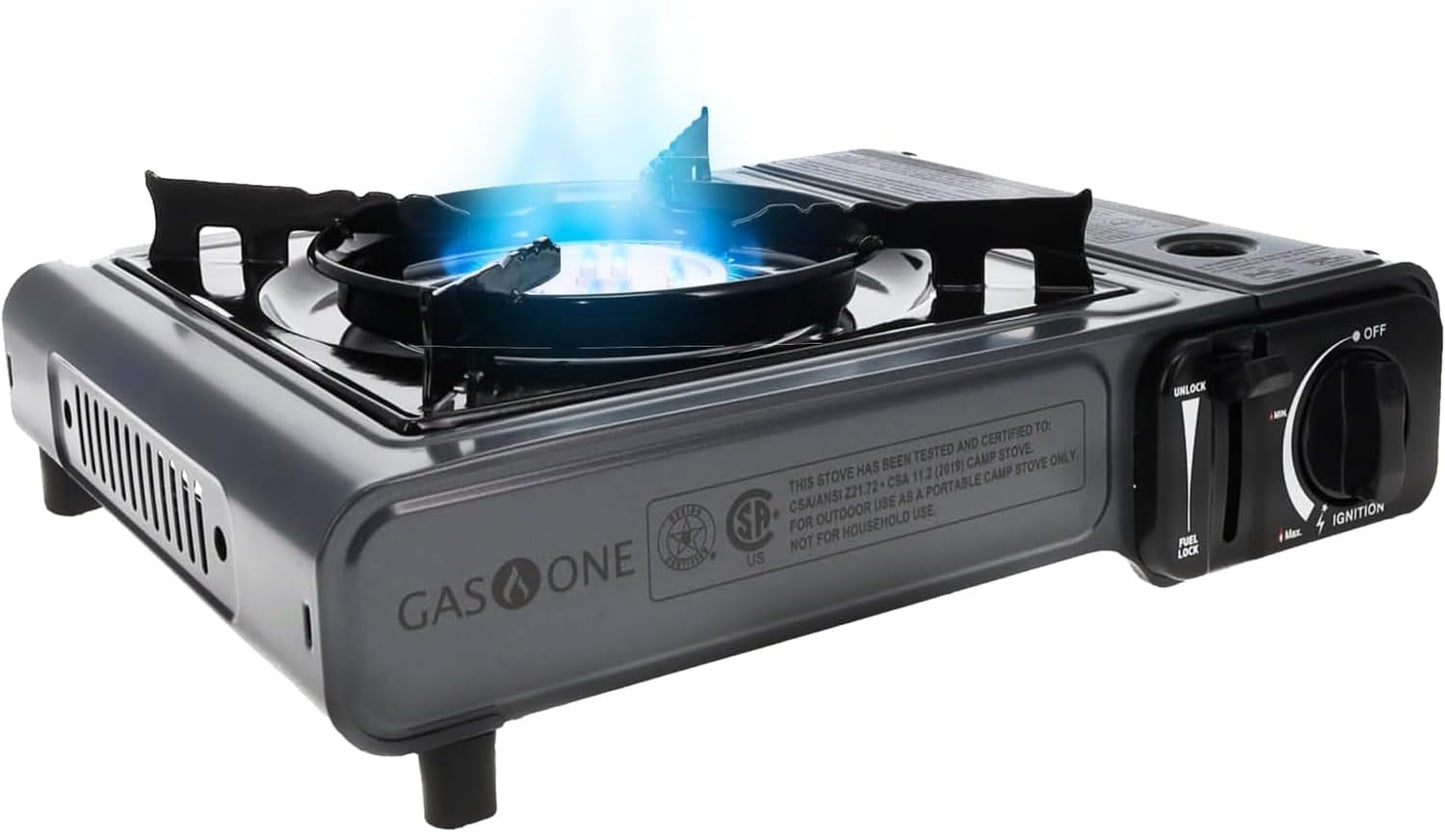GasOne GS-1000 7,650 BTU Portable Butane Gas Stove Automatic Ignition with Carrying Case, CSA Listed