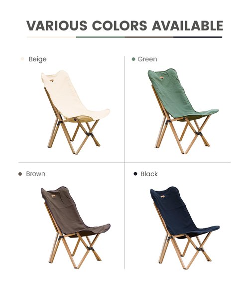 S'more Outdoor Camping Butterfly Chair - Folding Beach & Reclining Chair for Camping, Picnic, Beach, Hiking, Travel - Easy Setup, Black