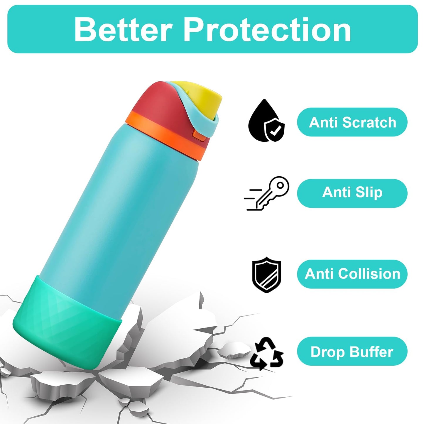 YOUCOX Silicone Boot for Owala Water Bottle 32 oz, Anti-Slip Protective Sleeve for FreeSip/Twist/Flip Stainless Steel Water Bottles, Bottom Cover for Owala Accessories, BPA Free, Dishwasher Safe