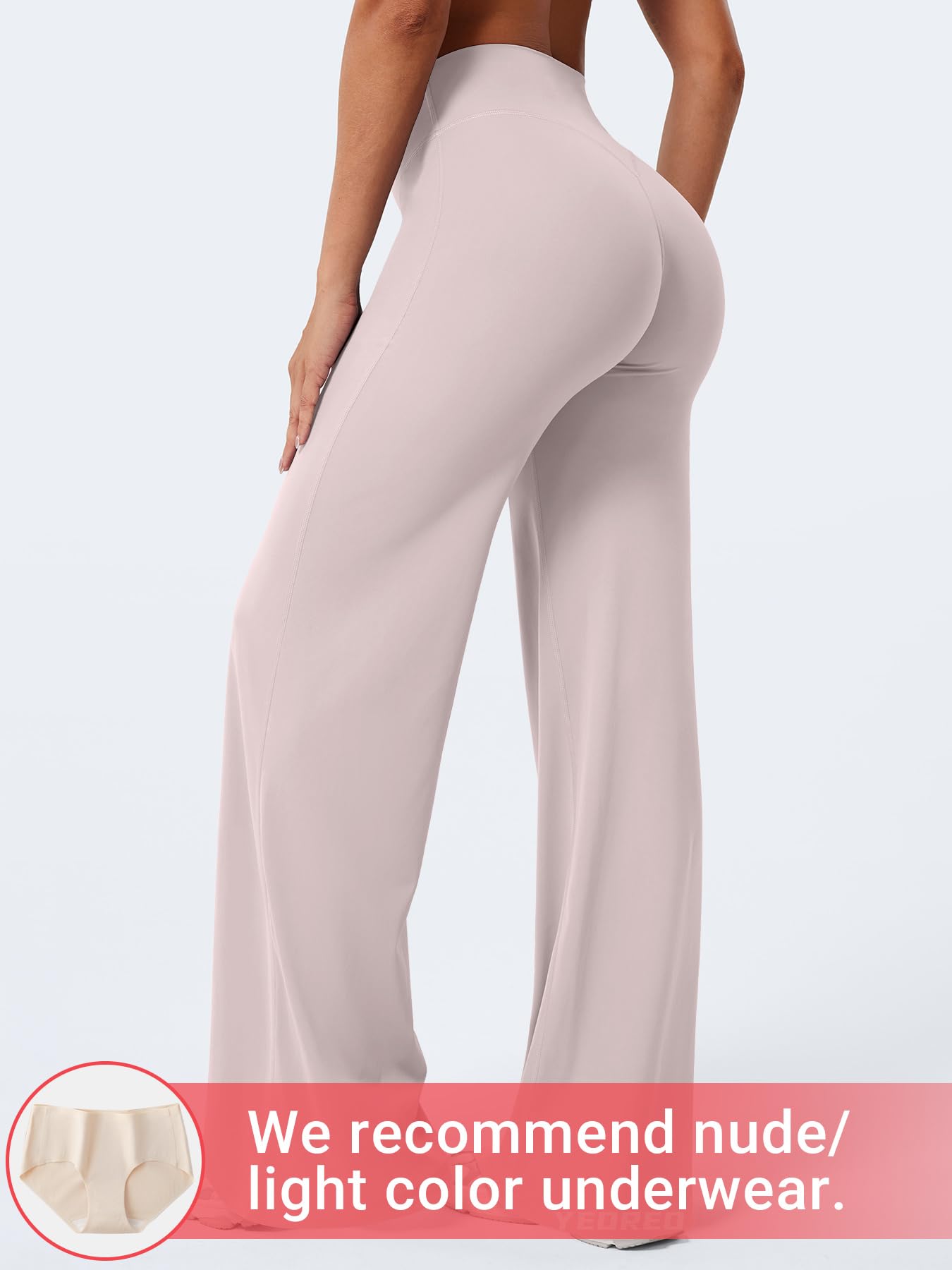 YEOREO Workout Leggings Womens No Front Seam Straight Leggings 33" High Waist Buttery Eddiy Gym Yoga Pants Dusty Pink S