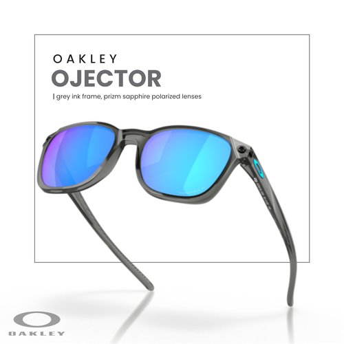 Oakley Ojector OO9018 901814 55MM Grey Ink/Prizm Sapphire Polarized Rectangular Sunglasses for Men + BUNDLE Accessory Leash Kit, Microfiber Pouch+BUNDLE Accessory Leash +BUNDLE ACCESSORY EYEWEAR Kit
