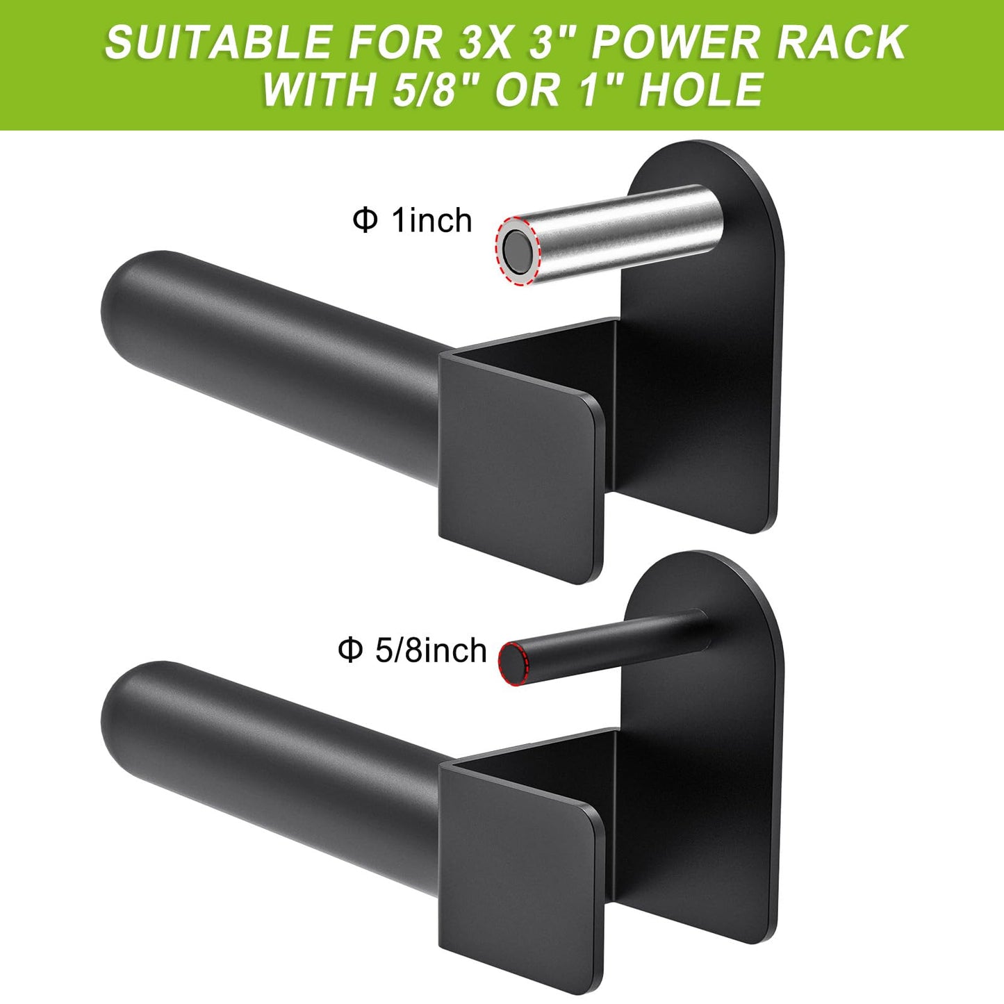 Kipika Weight Plate Holder for 3x3 Power Rack - Heavy Duty Steel Storage Rack for Olympic 2" Weight Plates - Fits 3x3 Power Rack with 1" or 5/8" Hole - Holds up to 300 lbs. per Rack - Set of 2