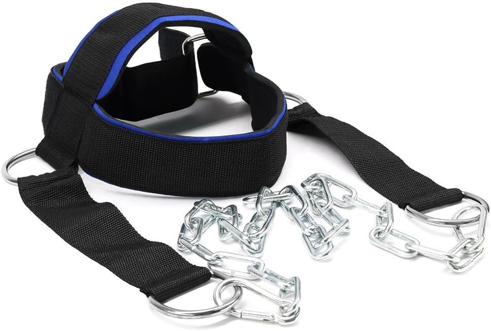 Padded Neck Training Head Harness with Chain Weight Lifting Chin & Head Neck Exerciser Straps Gym Bodbuilding Equipment for Stronger Neck