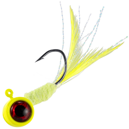 Dr.Fish 10 Pack Crappie Jig Marabou Jig Hand-Tied Freshwater Ball Fishing Jig Hooks Sickle Hook Bass Trout Panfish Bluegill Walleye Fluorescent Yellow 1/16oz