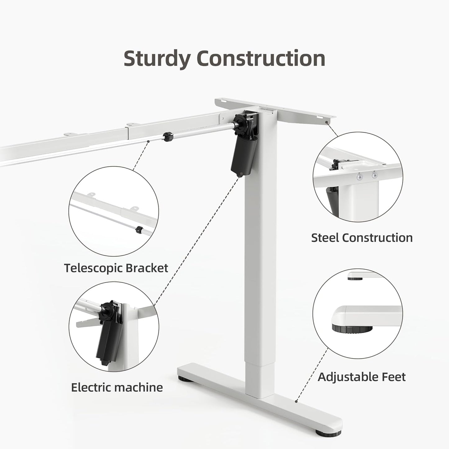 Claiks Standing Desk Frame, Electric Stand Up Desk Legs Frame Workstation Up to 63",T-Shaped Adjustable Standing Computer Desk for Home and Office, (Black Frame only)