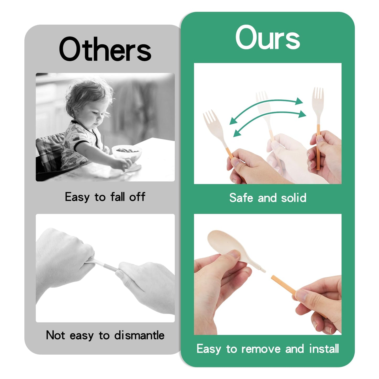 JEPELUS 4PCS Collapsible Utensil Sets for Lunch Box, Reusable Cutlery Set with Case, Travel Utensils Outdoor, Lunch Utensil Set for Work Travel Home School, Portable Utensils Adult