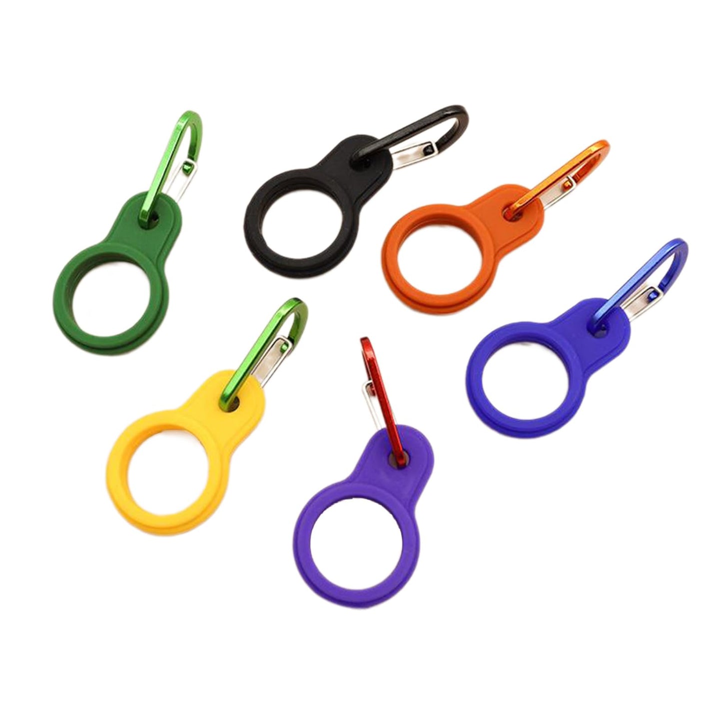 6 Pcs Silicone Water Bottle Buckle with Carabiner Clip Portable Secure Bottle Holder Water Bottle Carrier Hanging Rings