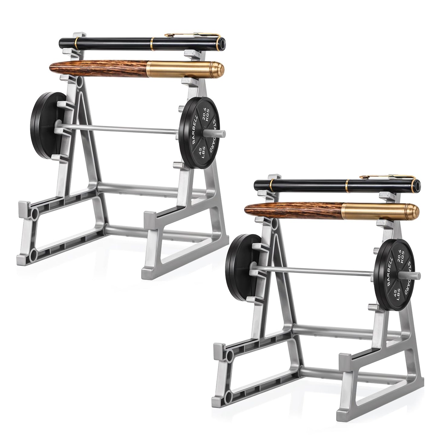 2pcs Squat Rack Pen Holder - Mini Barbell Rack With Weights & Barbells for Office Gym Decorations - Desktop Decor for Fitness Weightlifting Lovers