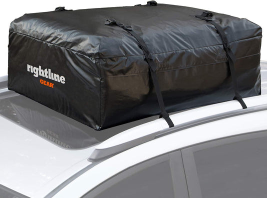 Rightline Gear Ace Jr Weatherproof Rooftop Cargo Carrier for Top of Vehicle, Attaches With or Without Roof Rack, 10 Cubic Feet, Black