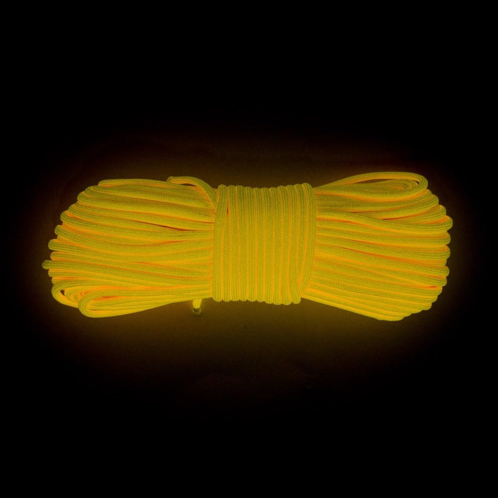 Glow in The Dark 550 Paracord - 100 Feet - 21 Strand - 10 Color Options