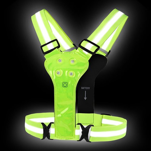 UWEFZHYIE Reflective LED Running Vest Safety Top Gear Battery-Powered Light up Adjustable Reflective Vest for Running Cycling Walking for Men Women
