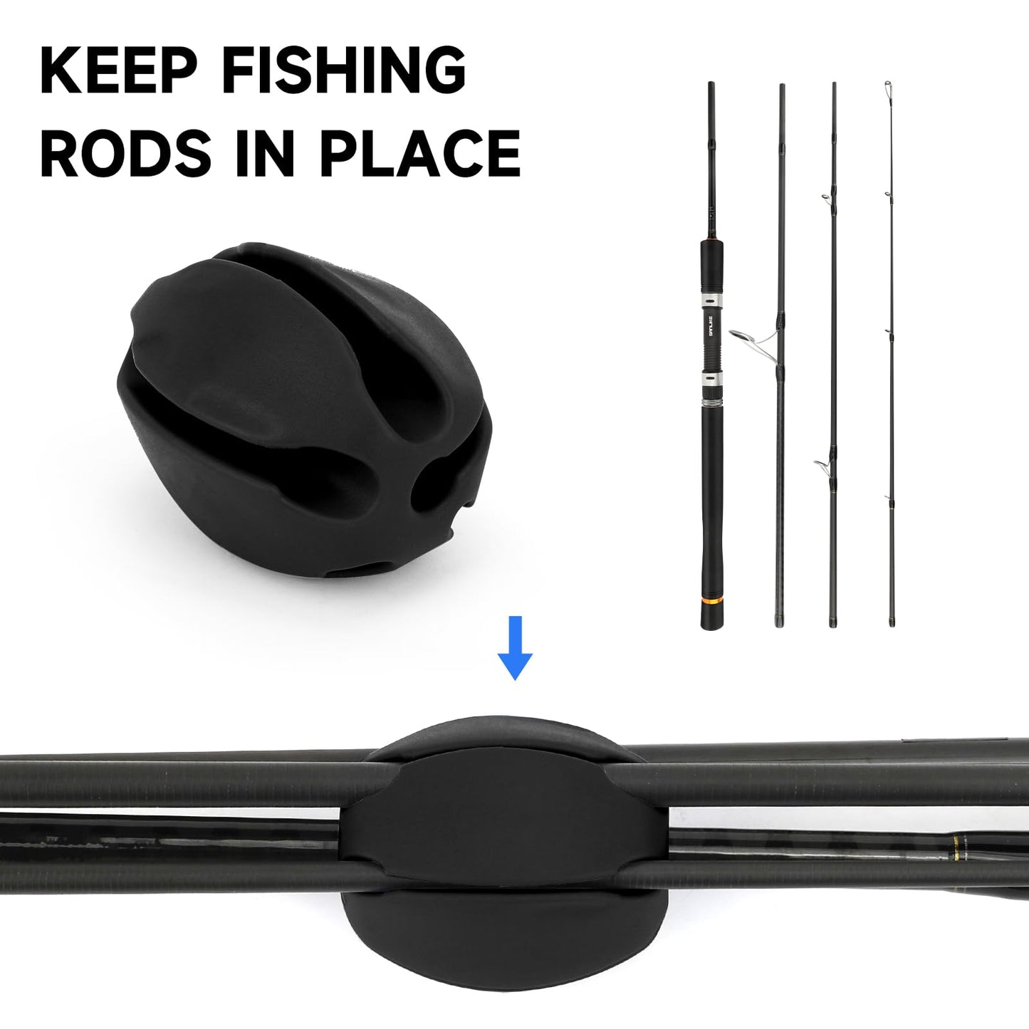 SAN LIKE Fishing Rod Racks 6PCS Portable Rod Puller Protector, Nice Fishing Gifts for Men Women, Black