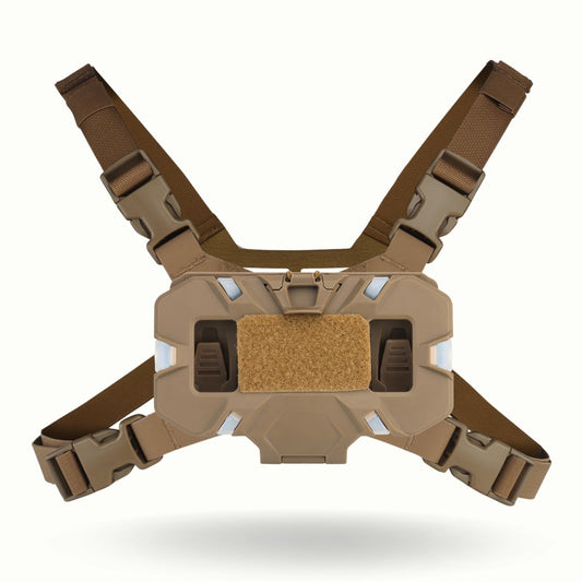 Let Me Be FoldPanel Chest Vest Set, Chest Rig Phone Mount for Plate Carrier Accessory Navigation Board, Outdoor Hiking Fishing Cycling Tactical Vest Wearable Phone Carrier for 4.7"-6.7" Screen (Tan)