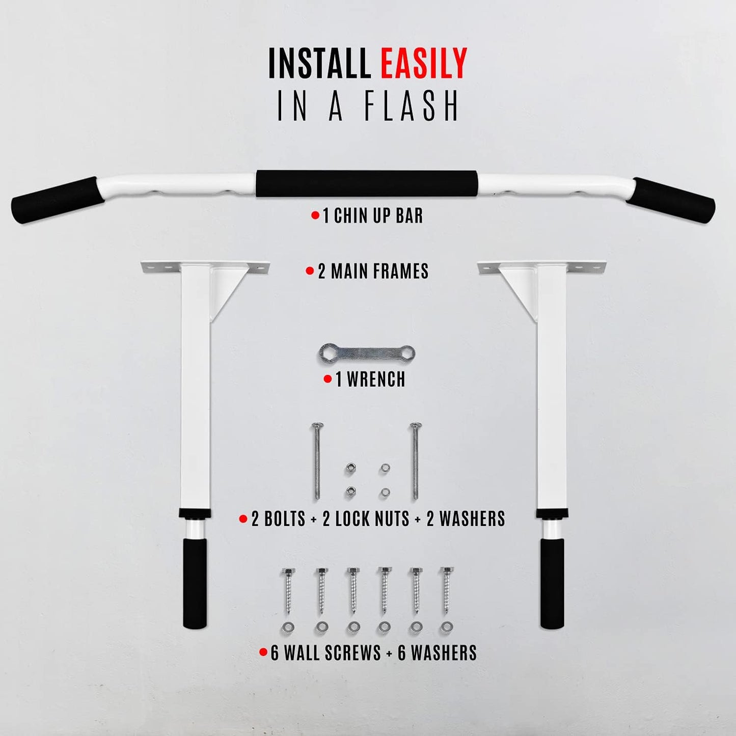 Wall Mounted Pull Up Bar - Multifunctional Home Gym Strength Training Equipment