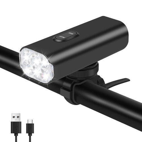 Suruid 6 LED Bright Bike Light, 2000 Lumen Lightweight Bike Front Light, 4800mAh USB Rechargeable Bicycle Headlight, Ipx-6 Waterproof Bicycle Headlight, Mountain Road Bike Accessories Fit All Bikes