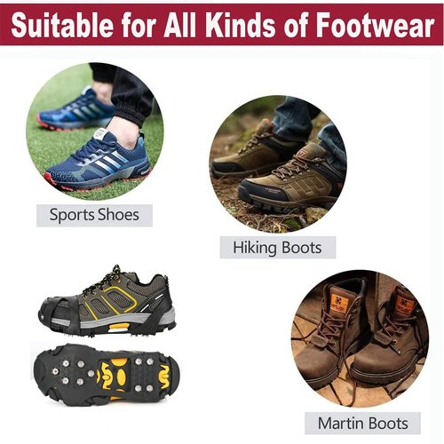 GT10 Light Ice Snow Grips Cleat Crampons Over Shoe/Boot Traction Cleat Slip-on Stretch Footwear (Medium)