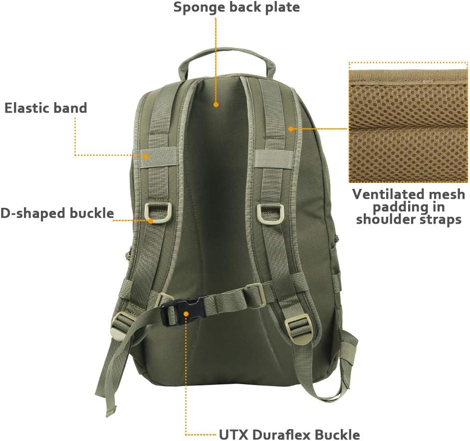 EXCELLENT ELITE SPANKER Military Tactical Backpack 18L Molle Backpacks Army Assault Survival Rucksack Pack (RGN)