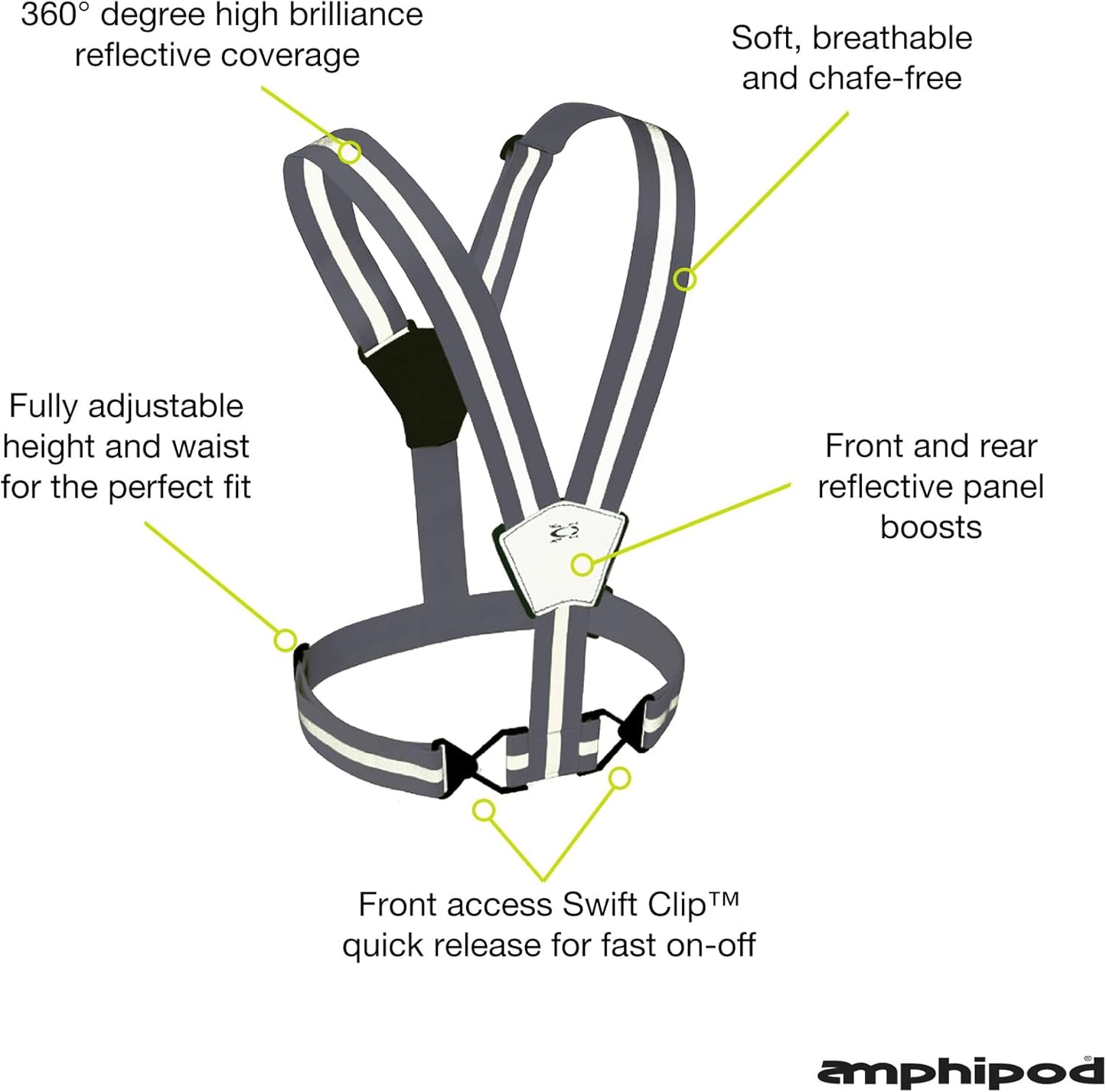 Amphipod Xinglet Vest, Outdoor High Visibility Reflective Straps Safety Vest for Road Running, Jogging & Walking