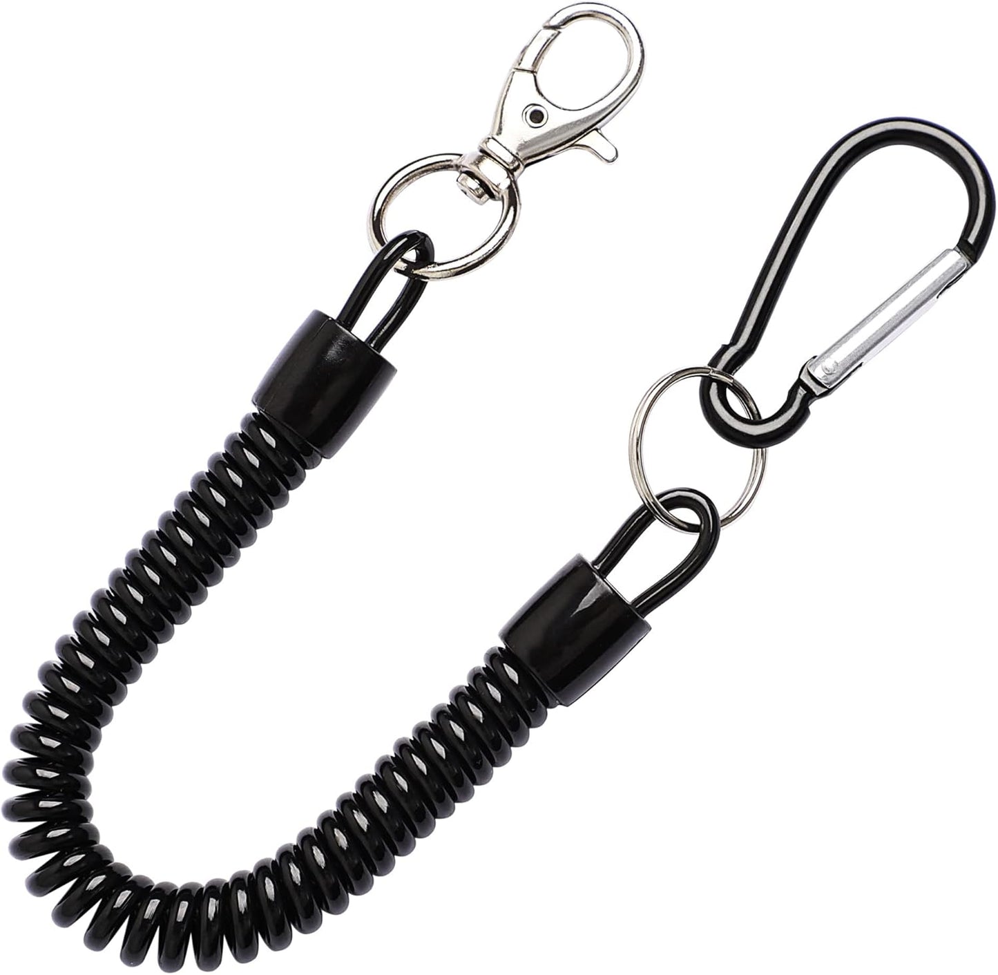 uxcell Spiral Fishing Lanyard, Retractable Safety Coiled Cord Lanyard with Lobster Clasp, Elastic Spring Coil Rope Strap Leash for Fishing, Climbing, Boating, Pliers Tool, 1 Pcs