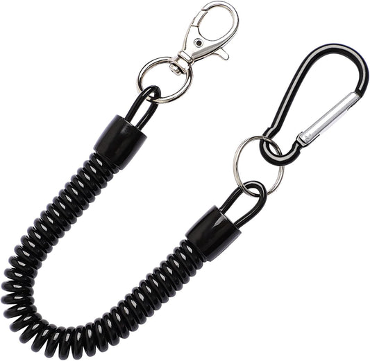 uxcell Spiral Fishing Lanyard, Retractable Safety Coiled Cord Lanyard with Lobster Clasp, Elastic Spring Coil Rope Strap Leash for Fishing, Climbing, Boating, Pliers Tool, 1 Pcs