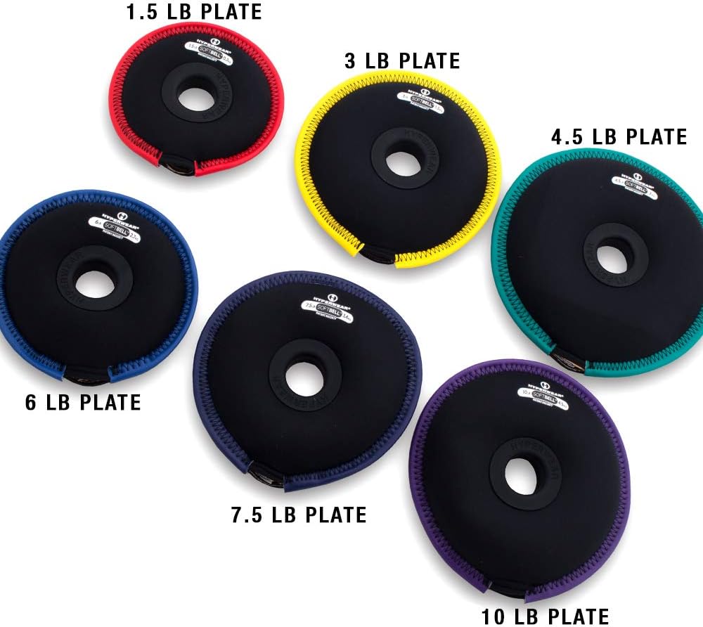 HYPERWEAR SoftBell Hand Weight Plates, Use Alone or with Handles for Dumbbells, Kettlebells & Barbells (1.5–10 lbs)