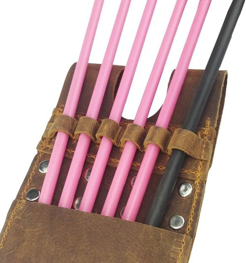 Back Pocket Arrow Quiver Horse Leather Pocket Quiver for Holding 6 Pieces Arrows (Brown)