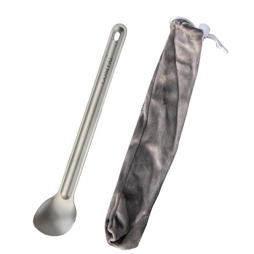 COMTAI Ultra-Light Titanium Long Handle Spoon, 8.5 Inches Eco-Friendly Space-SavingCamping Hiking Picnic Utensil