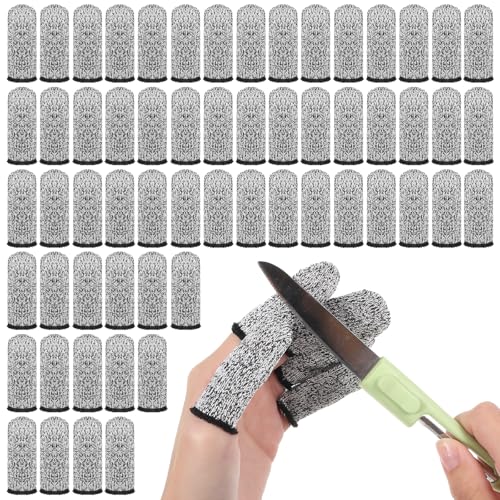 60 Pcs Breathable Cut Resistant Finger Cots Reusable Durable Non Slip Finger Thumb Protector Fingertip Covers Cut Resistant Fingertip Protectors for Kitchen Food Cutting Sculpture Work Supplies