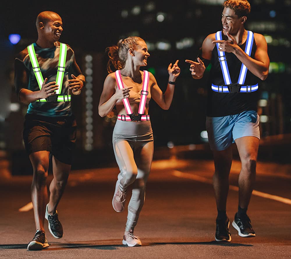 Fepdiu High Visibility Reflective Vest Safety Vest Running Reflective Gear Adjustable Reflective Vest for Walking,Jogging,Hiking,Night Cycling (Pink)