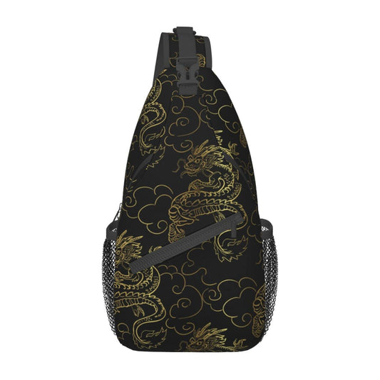 Chinese Japanese Dragon Sling Bag Sling Backpack Crossbody Chest Bag Daypack for Women Men Hiking Travel