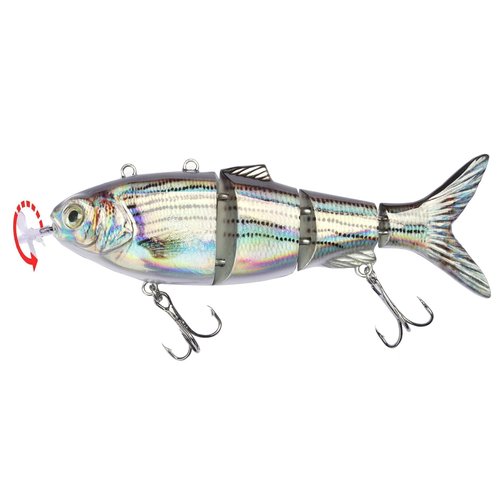Robotic Swimming Lure 5.1” Fishing Lure 4-Segement Multi Jointed Swimbait Electric Bait LED Light USB Rechargeable Robotic Lure for Bass Trout Pike Fishing Tackle (Color T620#)