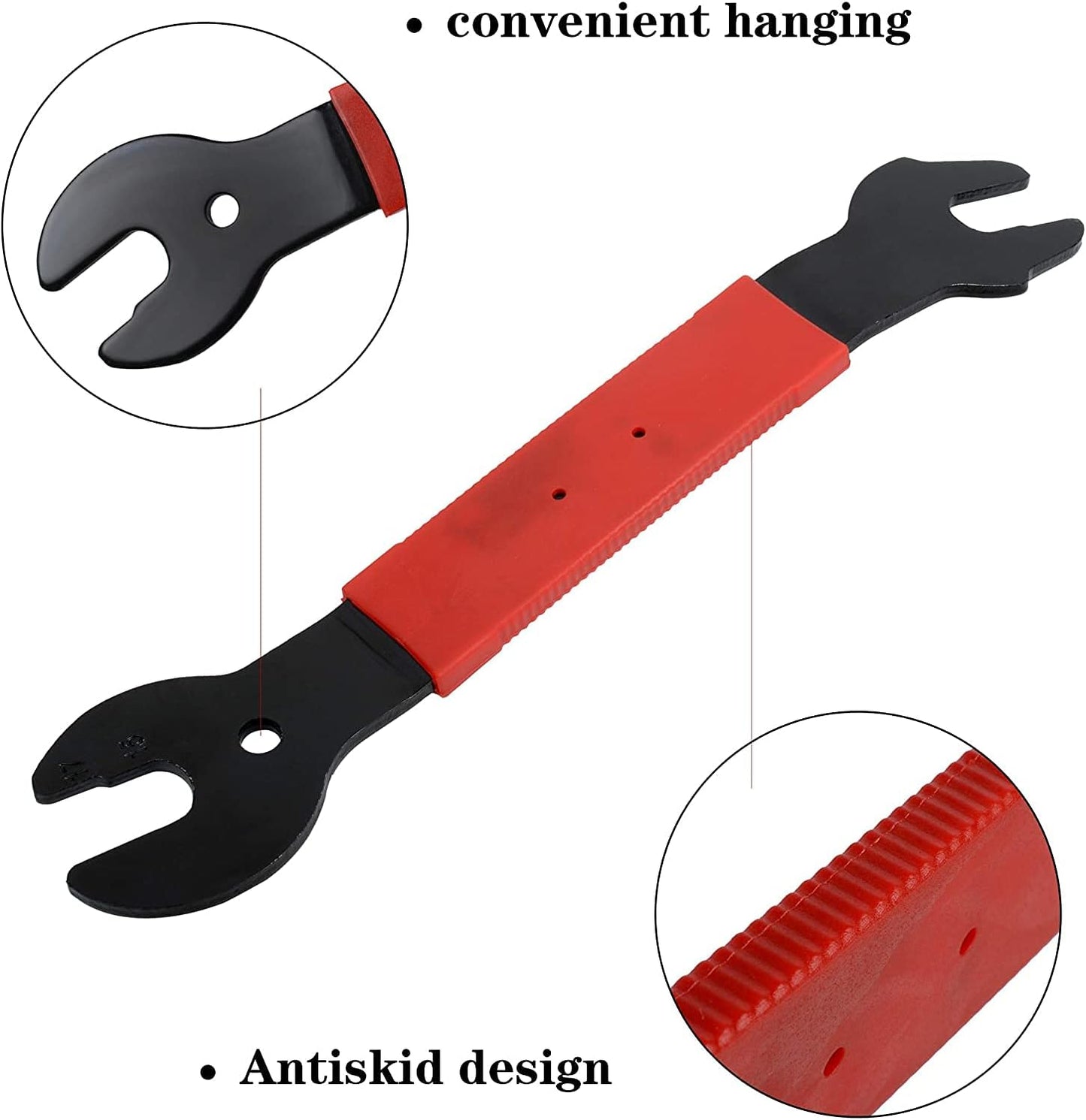 Pedal Wrench Double Sided Bicycle Pedals Removal 15/16/17mm Bikes Spanner Home Mechanic Kit Tool Comfortable Grip Cycling Crank for Biking Maintenance Repair