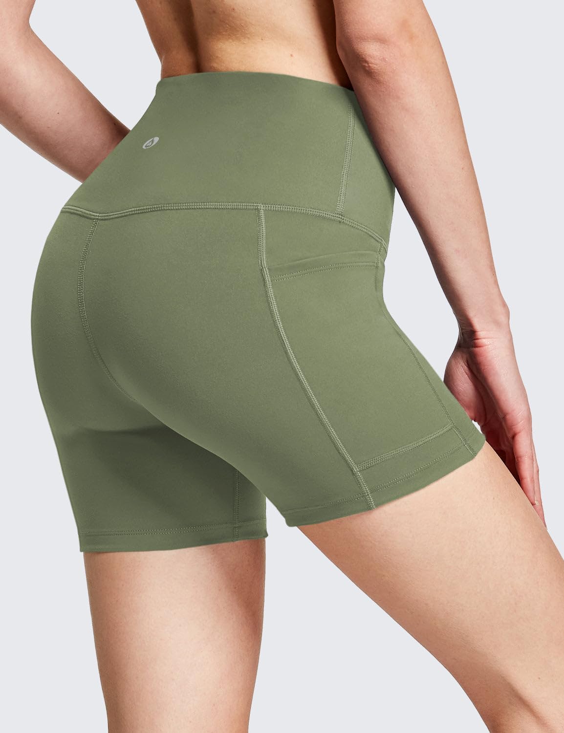 baleaf Biker Shorts Women Yoga Gym Workout Spandex Running Volleyball Tummy Control Compression with Pockets Soft 5" Navy Green XL