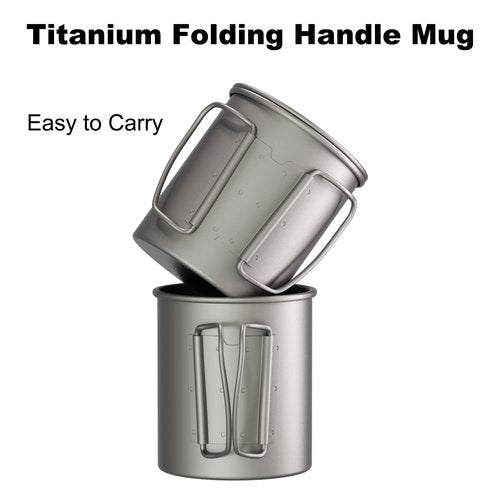 TIANDLIFE Titanium Mug, 750ml / 25 oz Outdoor Camping Coffee Cup with Lid and Foldable Handle, Titanium Pot for Hiking, Travelling, Backpacking, Open Fire