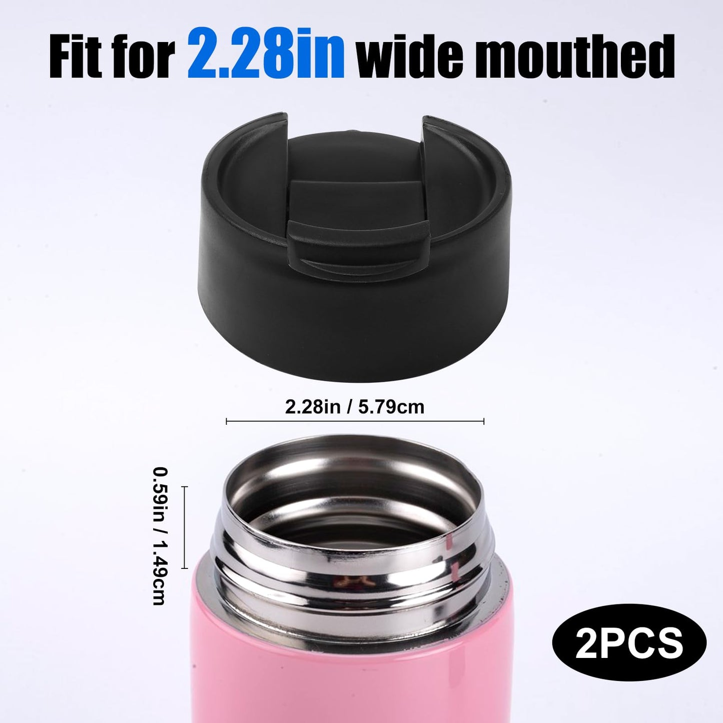 2Pcs Flip Lid for Hydro Flask 12 16 18 20 32 40 64 oz Wide Mouth Water Bottles,BPA Free Replacement Lid Cap with Button Lock for Hydroflask,Thermoflask,Iron Flask and More 2.28" Wide Mouth Bottles