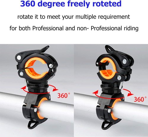 COSOOS 2 Pack Flashlight Mount Holder, Universal Bicycle Led Light Mounting Holder 360° Rotation Clip Clamp for Flashlight, Cycling, Riding