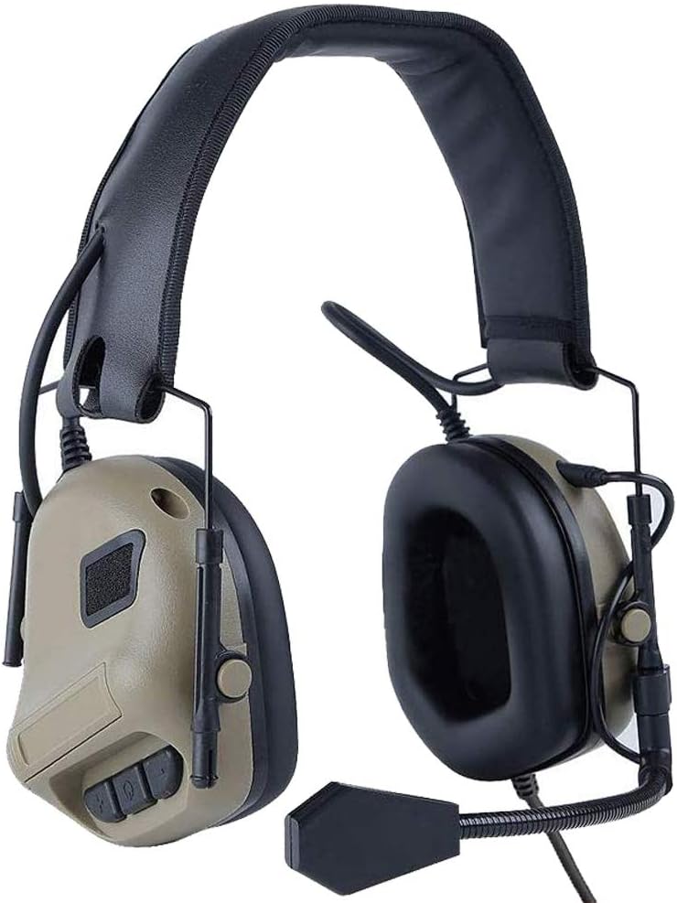 ATAIRSOFT Tactical Headset Wargame Hunting Headphone Without Noise Cancellation Function (Black)