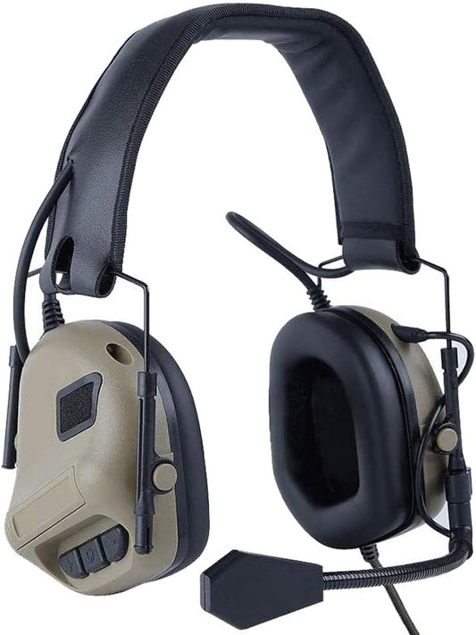 ATAIRSOFT Tactical Headset Wargame Hunting Headphone Without Noise Cancellation Function (Black)