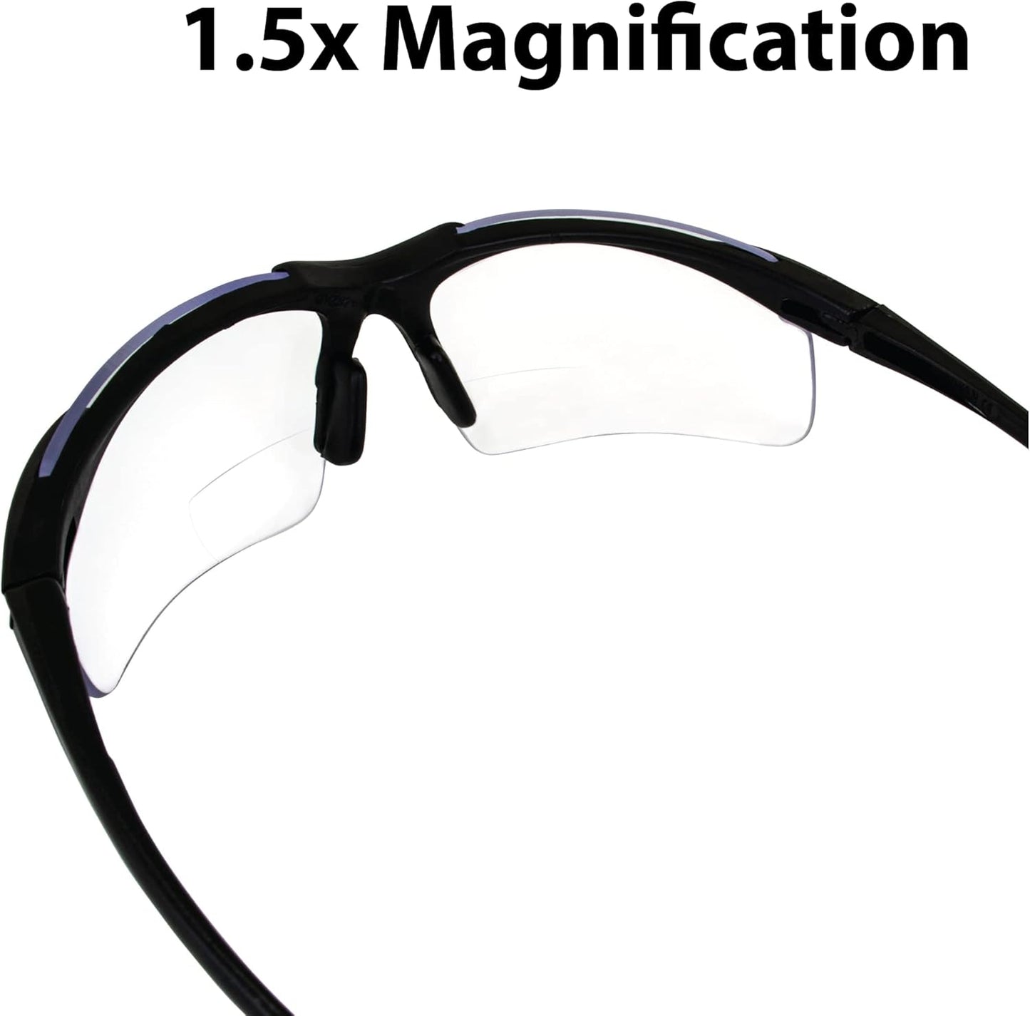 Global Vision Eyewear Apex +150 Series Sunglasses with Matte Black Frame and Clear Safety Lenses